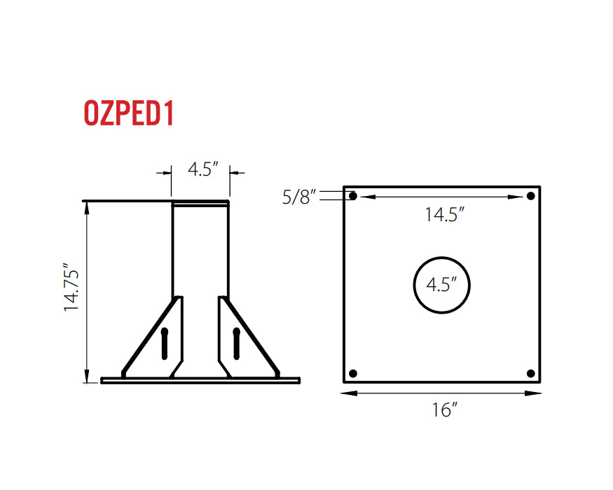 OZ Lifting OZPED1 Pedestal Base for a Composite Davit, 1,200lb capacity