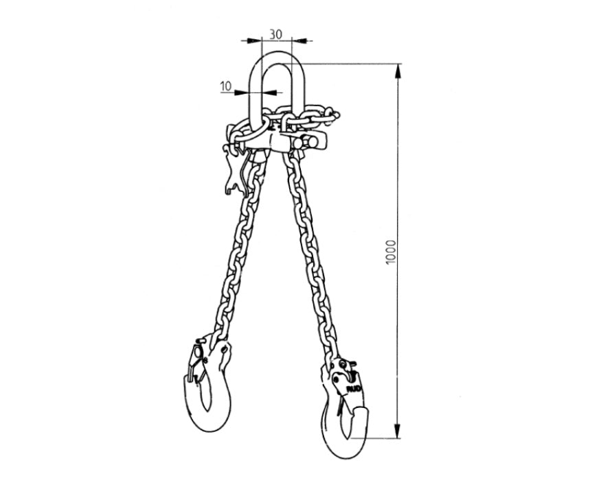 Adjustable two leg chain sling - 2,000lb capacity - grade 100