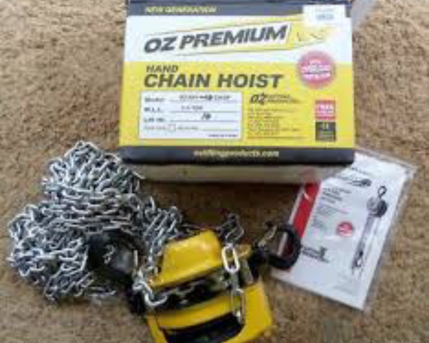 OZ Lifting Premium Chain Hoist, 1/2t- 30t capacity