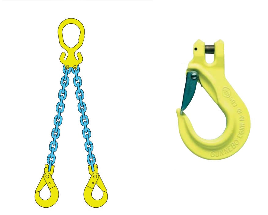 Crosby | Gunnebo Grade 10/100 Alloy FlexiLeg Chain Sling with Hook, 2 legs, 9,900lb- 39,100lb capacity