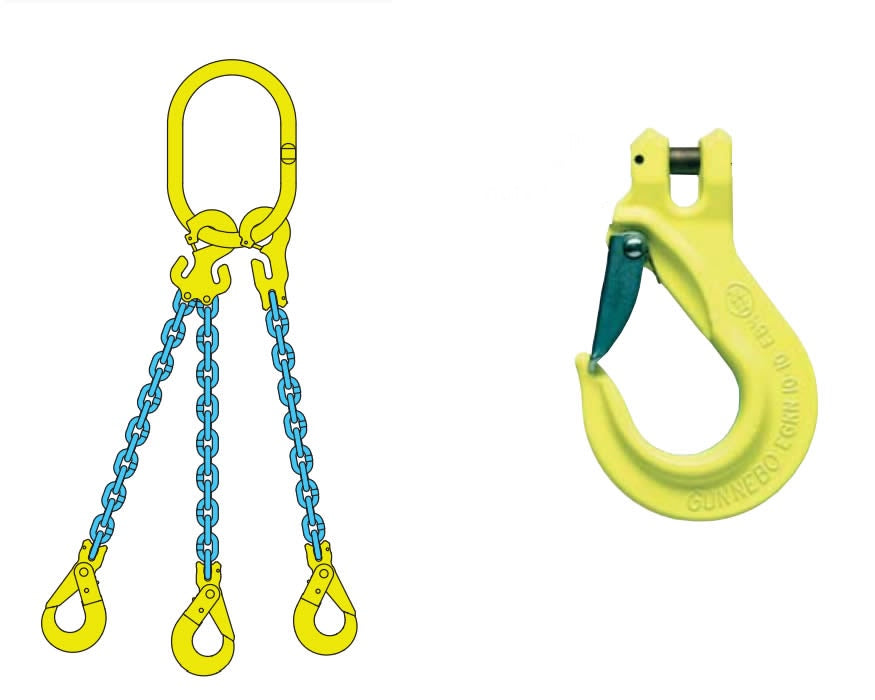 Crosby | Gunnebo Grade 10/100 Alloy FlexiLeg Chain Sling with Hook, 3 legs, 14,800lb- 58,700lb capacity