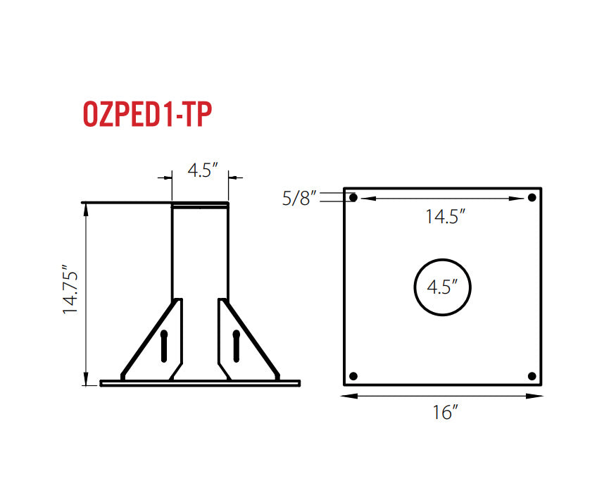 OZ Lifting OZPED1-TP Pedestal Base for a Tele-Pro Davit, 1,200lb capacity