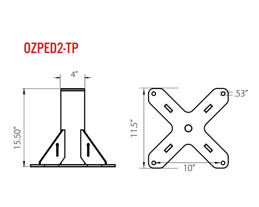 OZ Lifting OZPED2-TP Pedestal Base for a Tele-Pro Davit, 1/4t capacity
