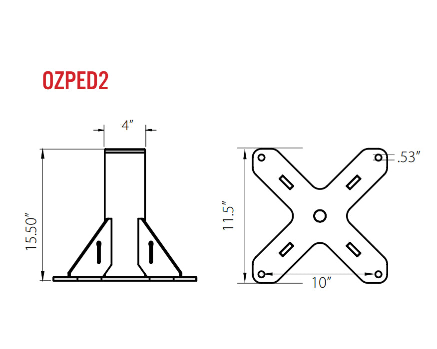 OZ Lifting OZPED2 Pedestal Base for a Steel Davit, 1/2t capacity