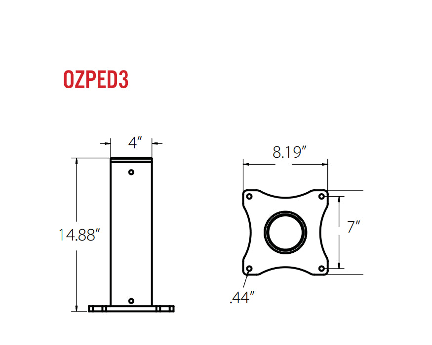OZ Lifting OZPED3 Pedestal Base for a Steel Davit, 1/4t capacity