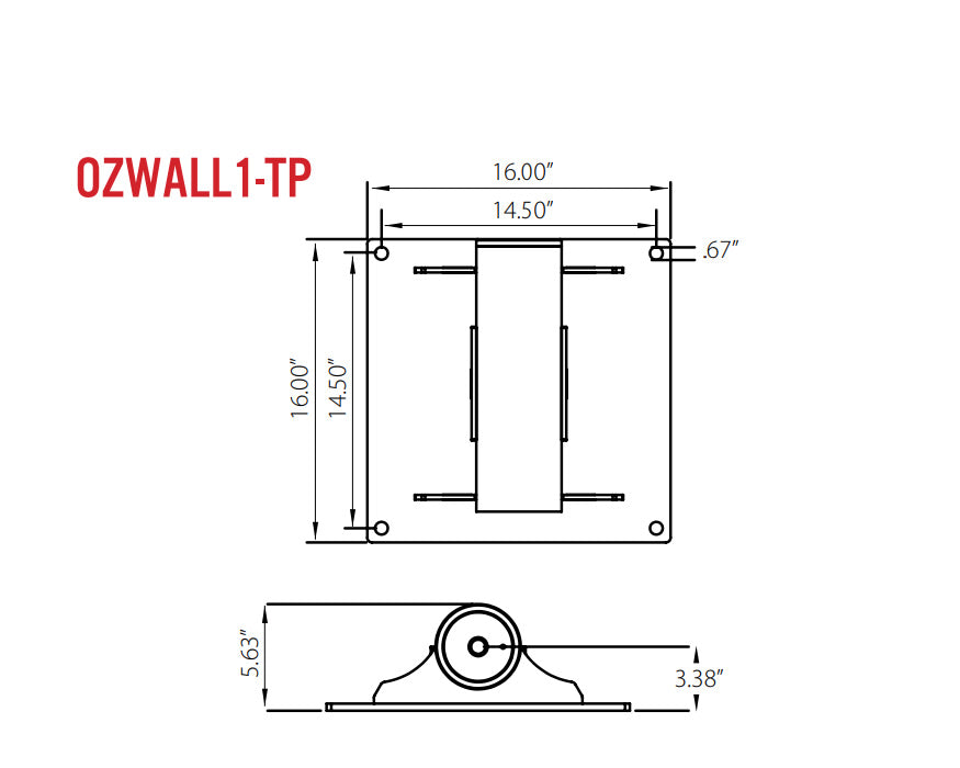OZ Lifting OZWALL1-TP Wall Mount Base for a Tele pro Davit, 1,200lb capacity