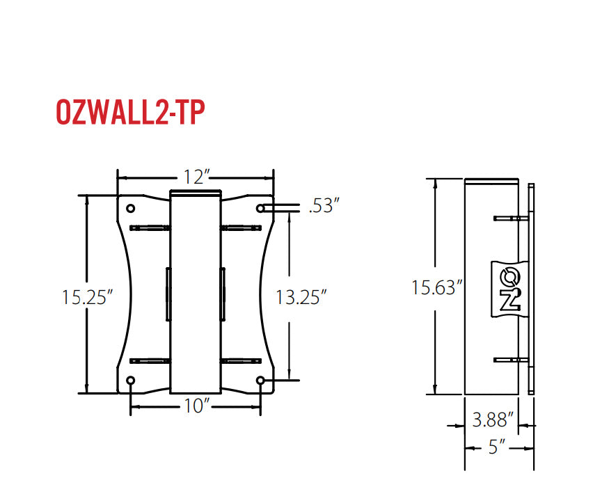 OZ Lifting OZWALL2-TP Wall Mount Base for a Tele pro Davit, 1/4t capacity