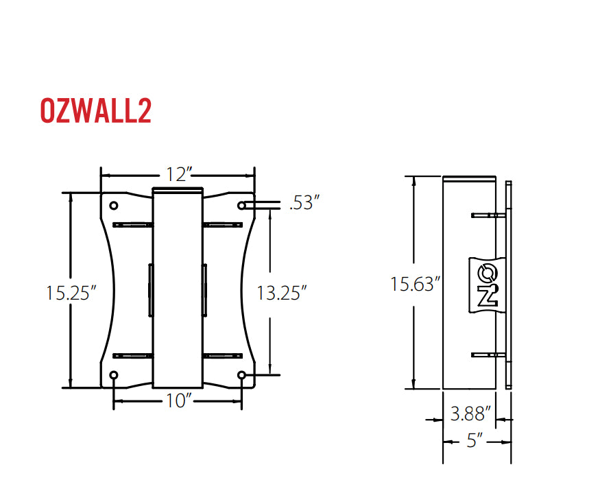 OZ Lifting OZWALL2 Wall Mount Base for a CompOZite Elite Davit Crane, 1,200lb capacity