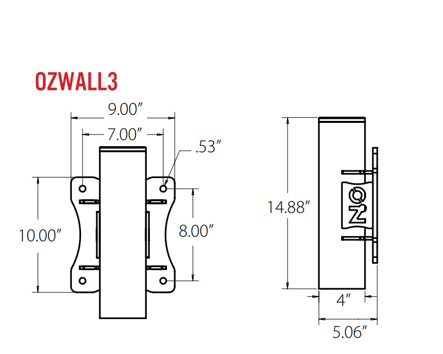 OZ Lifting OZWALL3 Wall Mount Base for a Steel Davit, 1/4t capacity