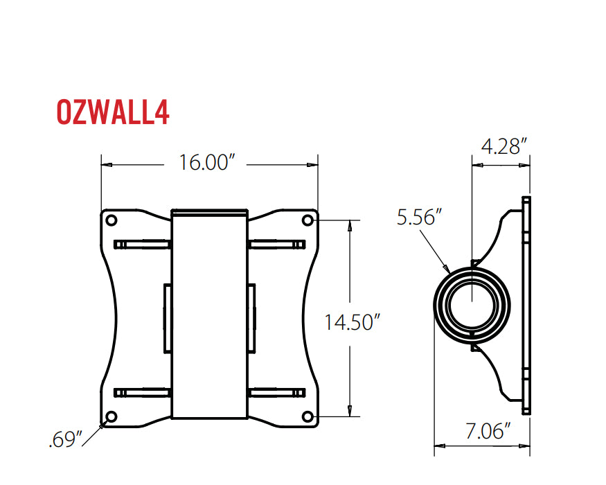 OZ Lifting OZWALL4 Wall Mount Base for a Steel Davit, 1 1/4t capacity