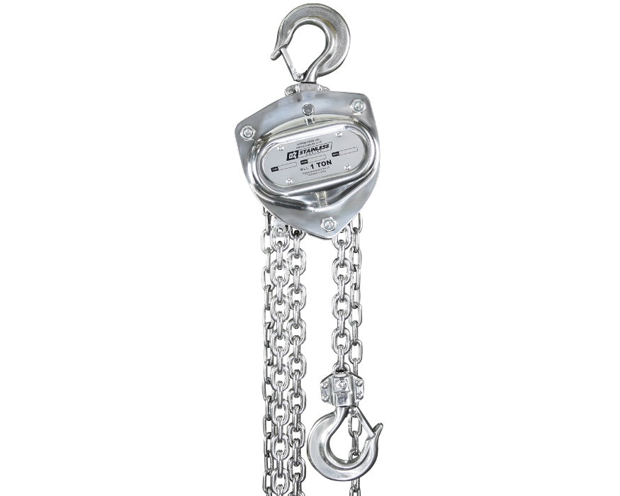 oz Lifting Products Stainless Steel Manual Chain Hoist - 1-Ton Capacity, 10ft.